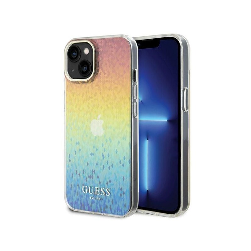 Etui GUESS IML Faceted Mirror Disco Iridescent do Apple iPhone 15 Wielokolorowy