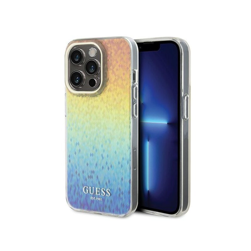 Etui GUESS IML Faceted Mirror Disco Iridescent do Apple iPhone 15 Pro Wielokolorowy
