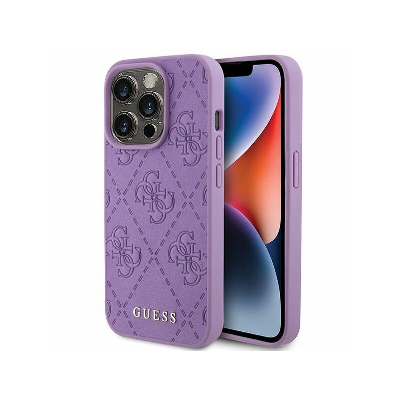 Etui GUESS Leather 4G Stamped do Apple iPhone 15 Pro Fioletowy