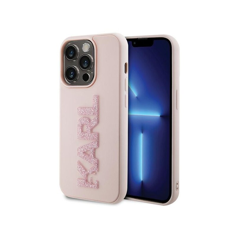 Etui KARL LAGERFELD 3D Rubber Glitter Logo do Apple iPhone 15 Pro Różowy