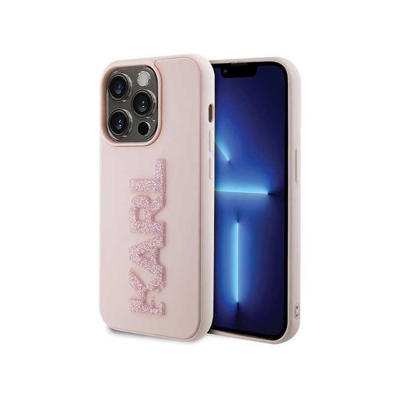 Etui KARL LAGERFELD 3D Rubber Glitter Logo do Apple iPhone 15 Pro Max Różowy
