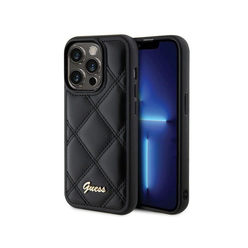 Etui GUESS Quilted Metal Logo do Apple iPhone 15 Pro Max Czarny