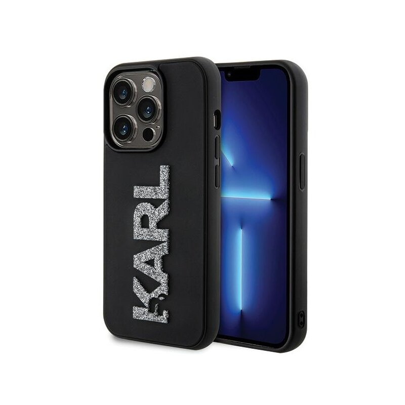 Etui KARL LAGERFELD 3D Rubber Glitter Logo do Apple iPhone 15 Pro Max Czarny