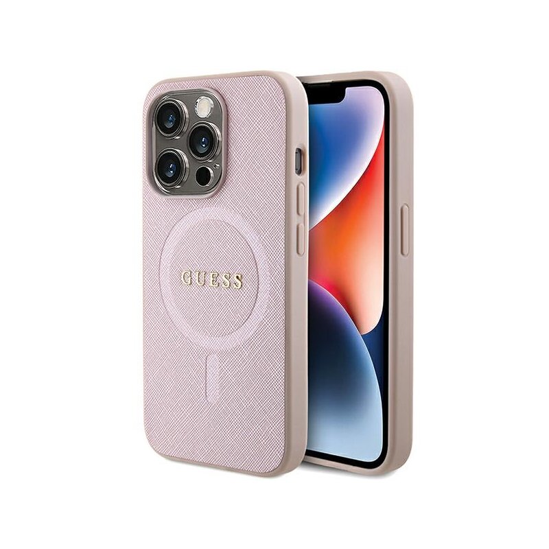 Etui GUESS Saffiano MagSafe do Apple iPhone 15 Pro Max Różowy