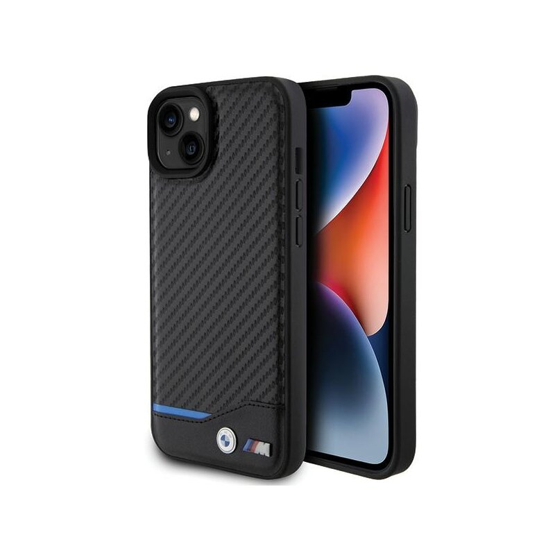 Etui BMW Leather Carbon do Apple iPhone 15 Plus Czarny