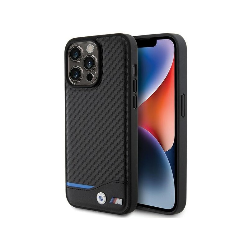 Etui BMW Leather Carbon do Apple iPhone 15 Pro Max Czarny