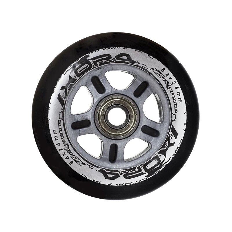 Kółka NILS EXTREME PU 84 x 24 82A (4 sztuki) + ABEC-9 (8 sztuk) Czarny