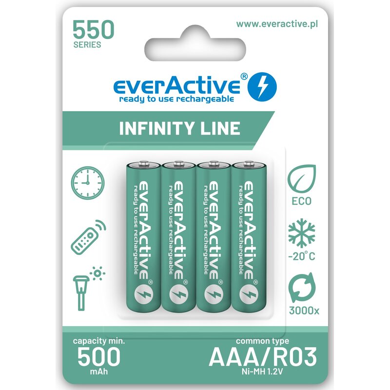 everActive Akumulatory R03/AAA 550 mAH blister 4 szt. Infinity Line technologia ready to use