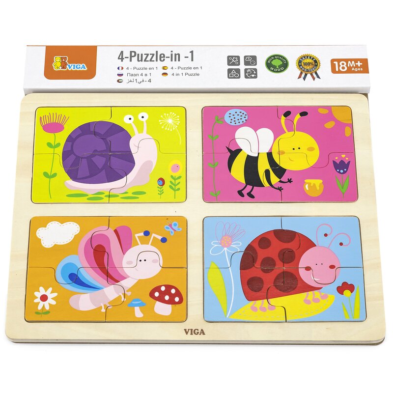 Puzzle VIGA Na podkładce: Owady 50189 (16 elementów)