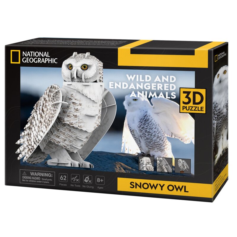 Puzzle 3D CUBIC FUN National Geographic Puchacz 306-DS1079H (62 elementy)