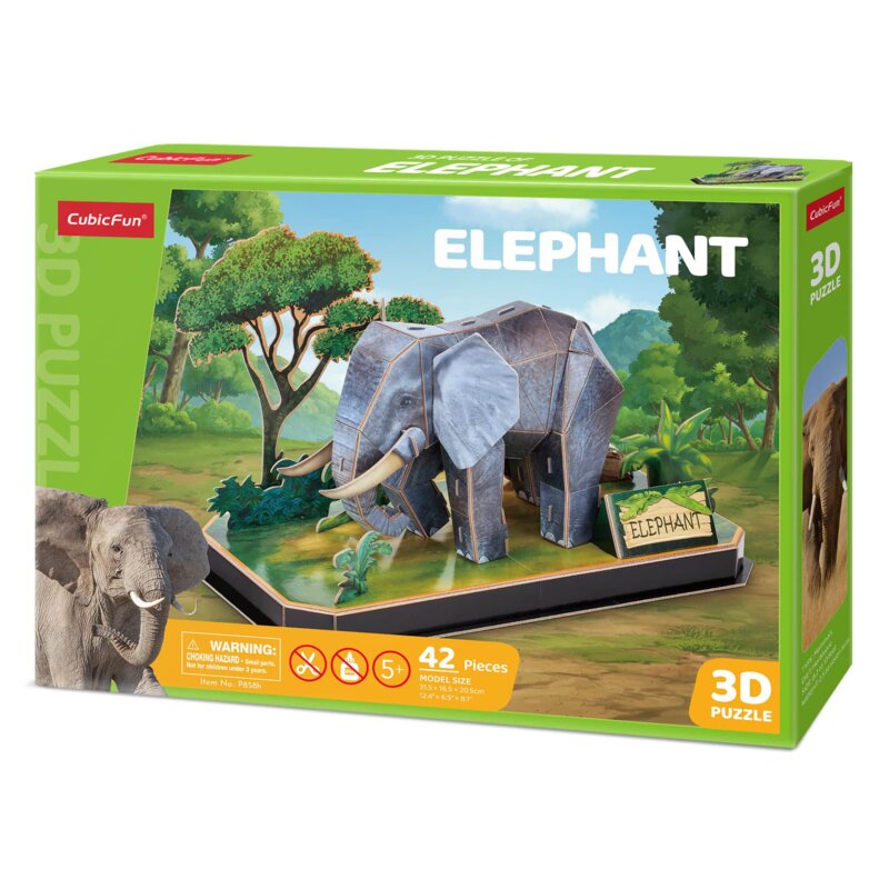 Puzzle 3D CUBIC FUN Słoń 306-P858H (42 elementy)