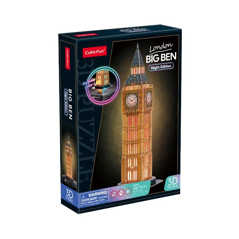 Puzzle 3D DANTE Cubic Fun Big Ben LED 32 elementy
