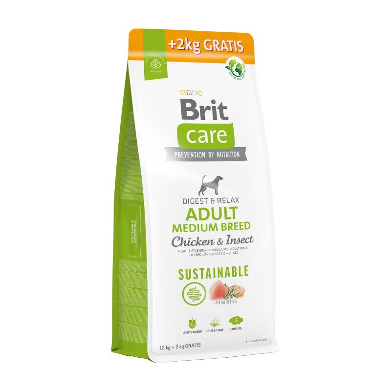 Karma dla psa BRIT CARE Dog Sustainable Adult Medium Breed Kurczak i owady 14 kg