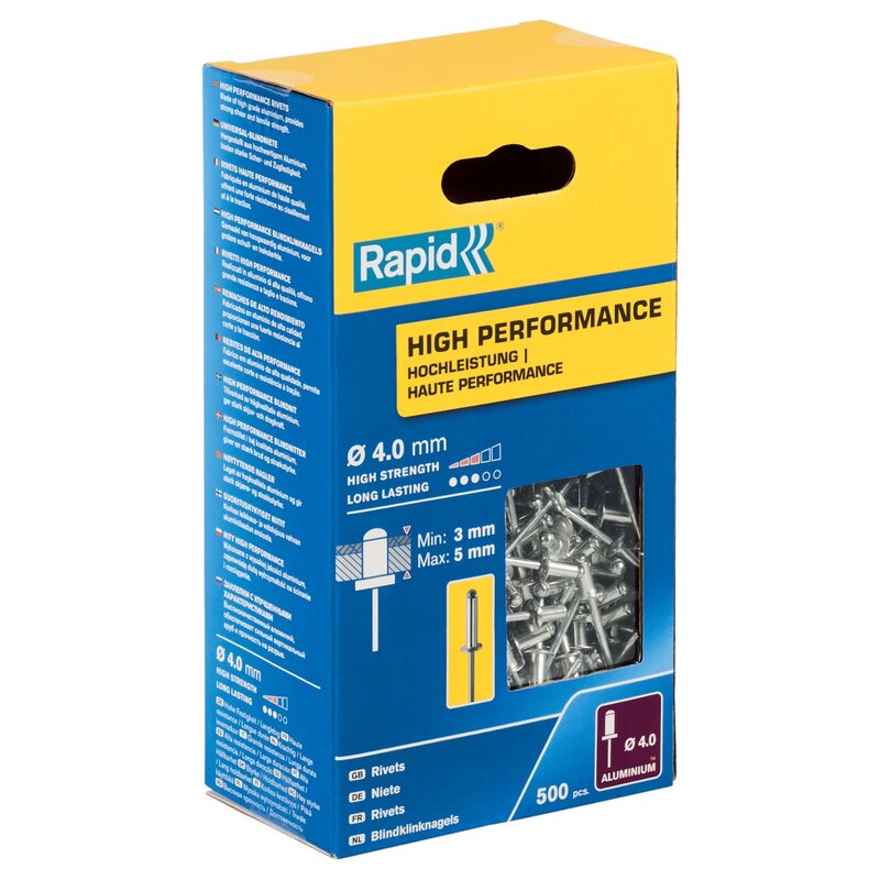 Nity aluminiowe RAPID 5001432 4 x 8 mm (500 sztuk)