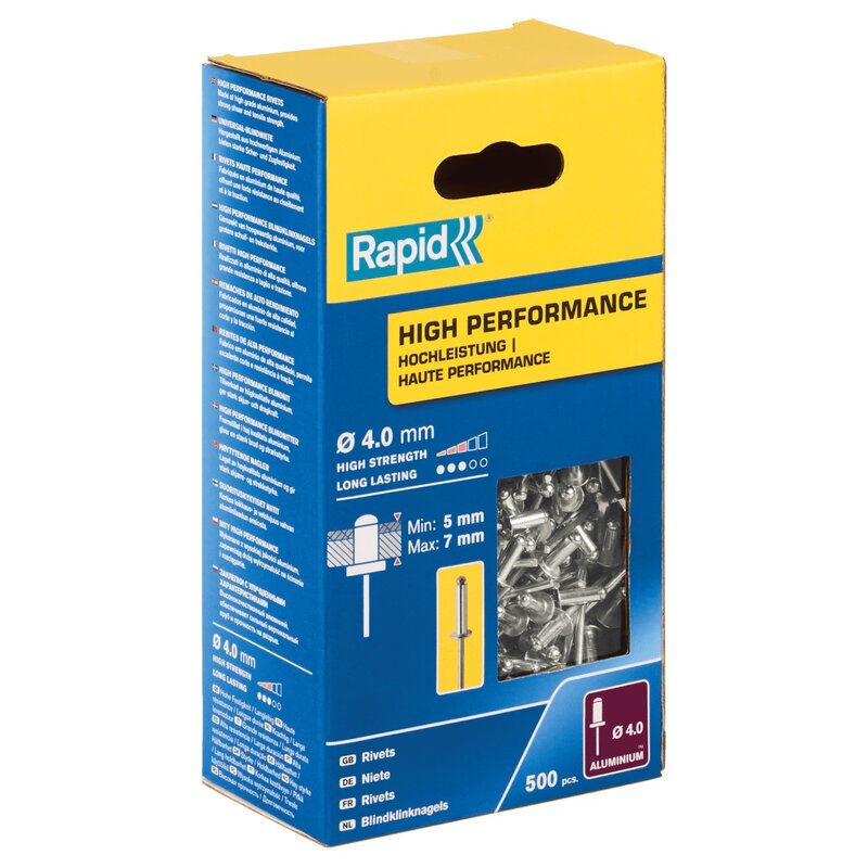 Nity aluminiowe RAPID 5001433 4 x 10 mm (500 sztuk)