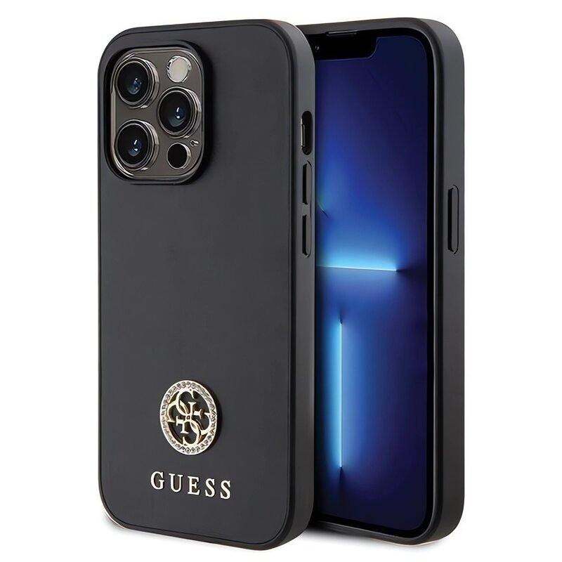 Etui GUESS 4G Strass Metal Logo do Apple iPhone 15 Pro Czarny