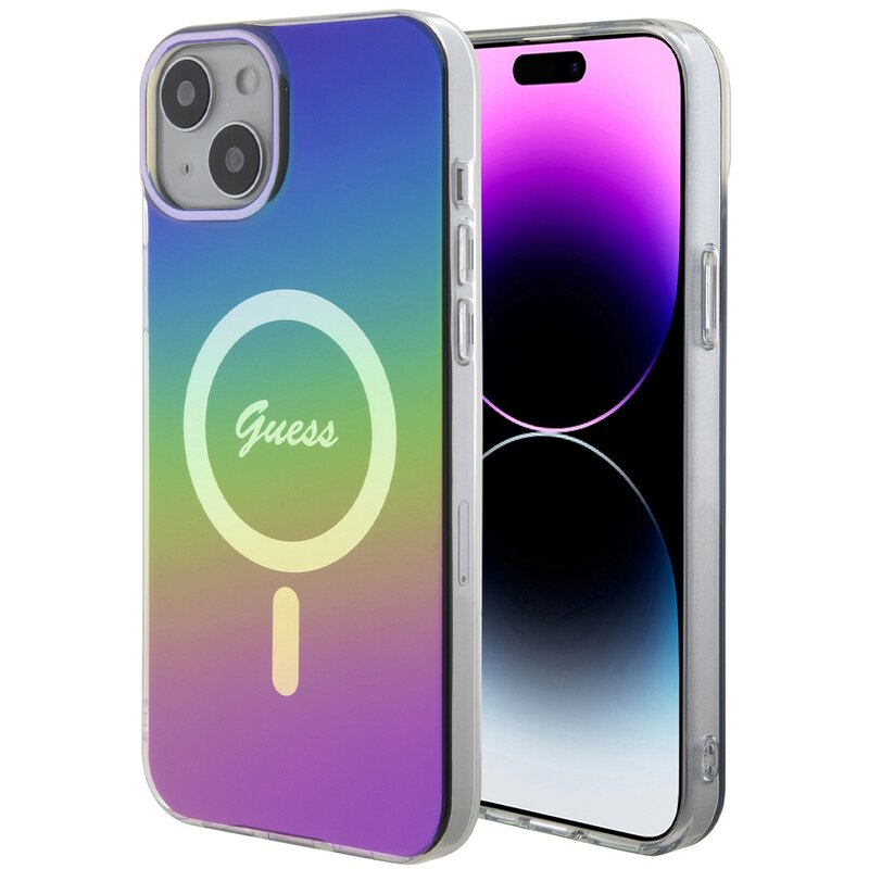 Etui GUESS Hardcase IML Iridescent MagSafe do Apple iPhone 15 Plus Wielokolorowy