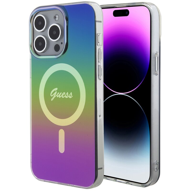 Etui GUESS Hardace IML Iridescent Magsafe do iPhone 15 Pro Max 6,7 cala Wielokolorowy GUHMP15XHITSK