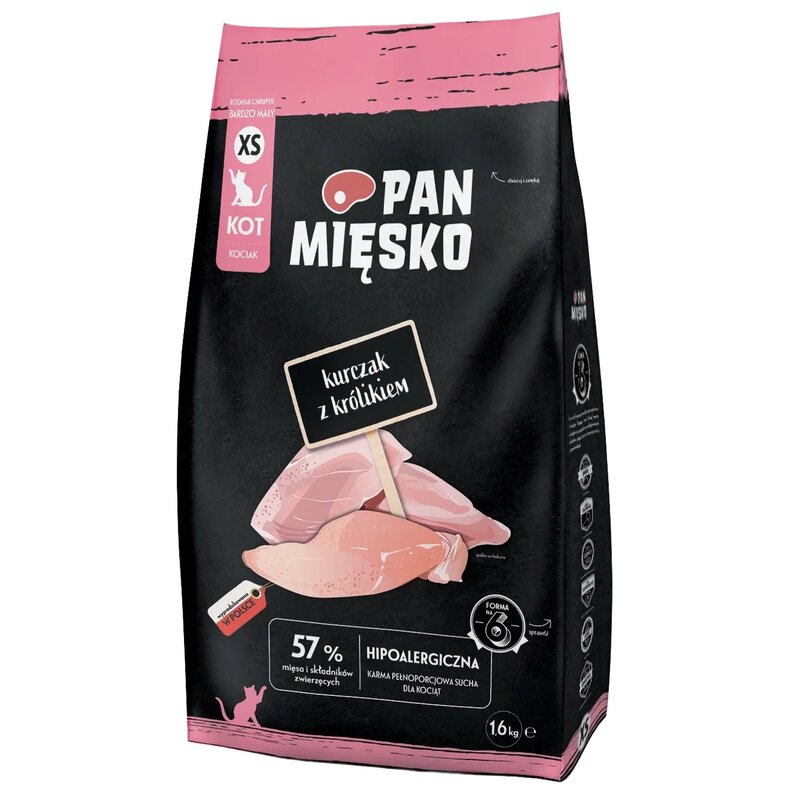 Karma dla kota PAN MIĘSKO Kurczak z królikiem 1.6 kg