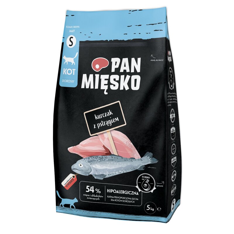 Karma dla kota PAN MIĘSKO Kurczak z pstrągiem S 5 kg