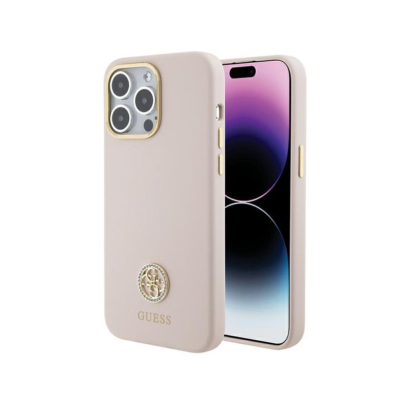 Etui GUESS Silicone Logo Strass 4G do Apple iPhone 15 Pro Max Różowy