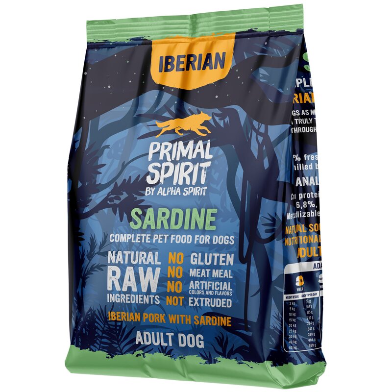 Karma dla psa półwilgotna PRIMAL SPIRIT Iberian Sardine Wieprzowina i sardynki 1 kg