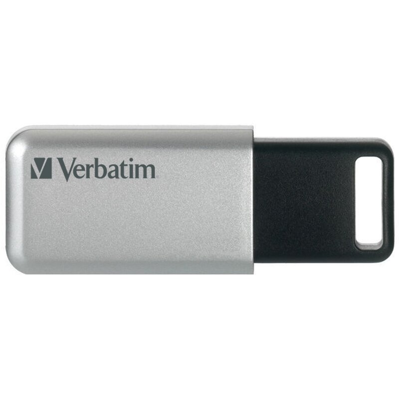 Pendrive VERBATIM Secure Pro 32GB, USB 3.2 Gen. 1 (USB 3.0), Odczyt 100 Mb/s, Zapis 35 Mb/s Srebrno-czarny