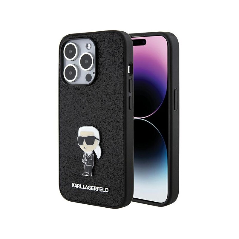 Etui KARL LAGERFELD Fixed Glitter do Apple iPhone 15 Pro Czarny