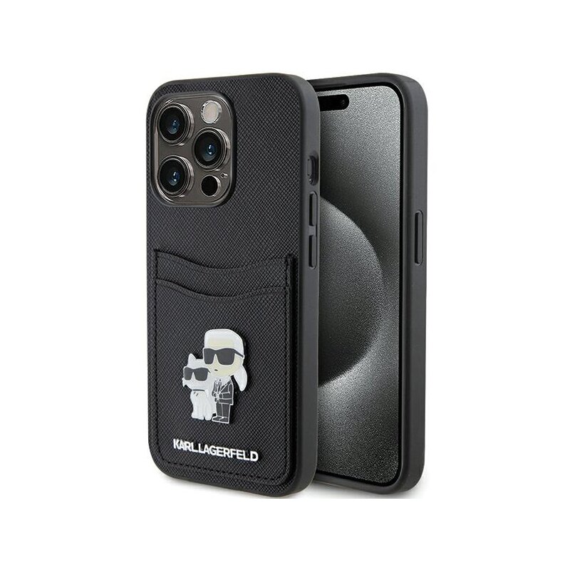Etui KARL LAGERFELD Saffiano Cardslot do Apple iPhone 15 Pro Czarny