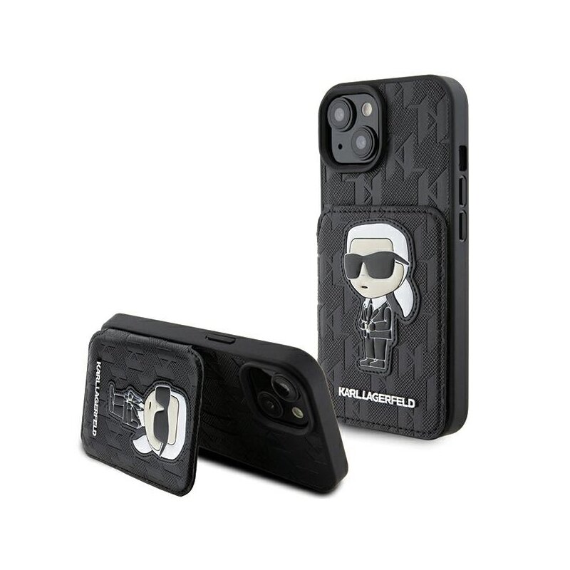 Etui KARL LAGERFELD Saffiano Cardslots do Apple iPhone 15 Czarny