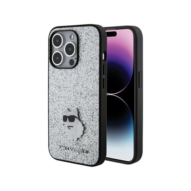 Etui KARL LAGERFELD Fixed Glitter do Apple iPhone 15 Pro Max Srebrny