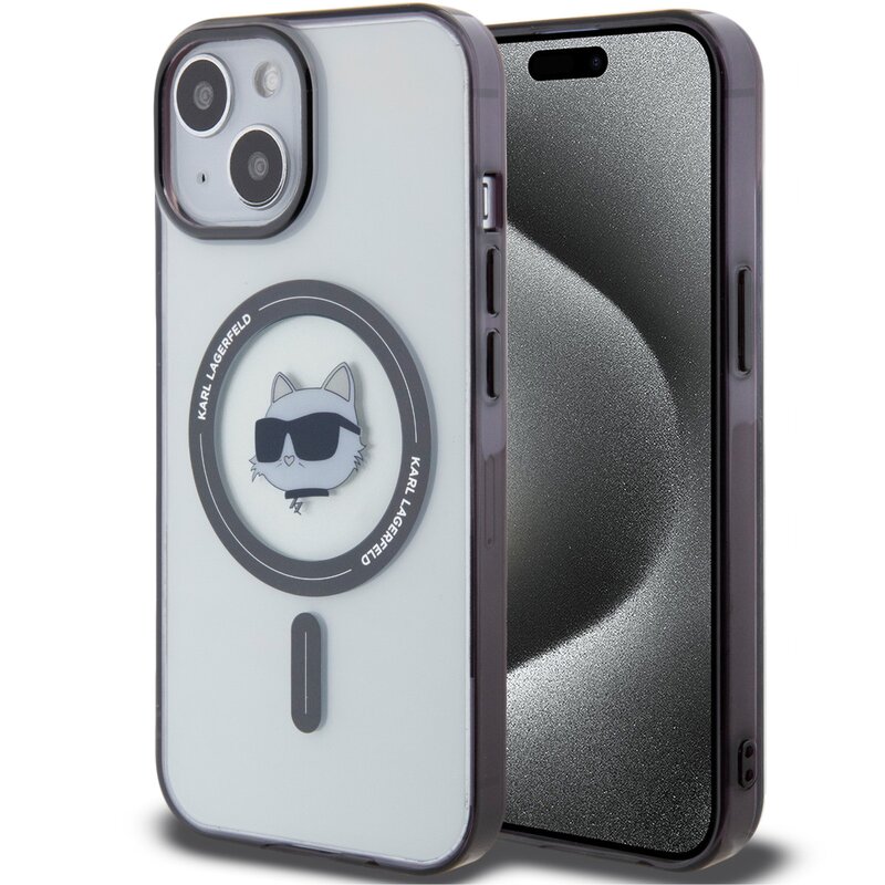 Etui KARL LAGERFELD IML Choupette's Head MagSafe do Apple iPhone 15 Przezroczysty