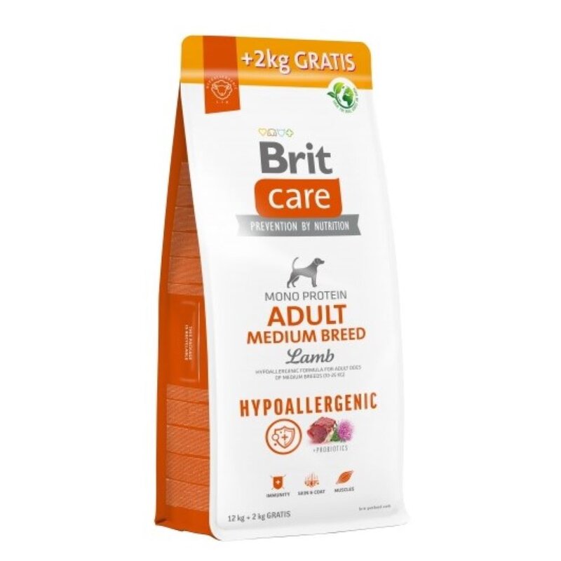 Karma dla psa BRIT Care Hypoallergenic Medium Jagnięcina z ryżem 12 + 2 kg