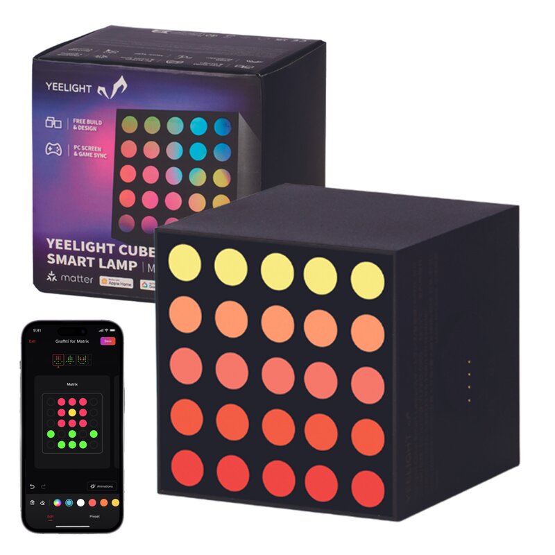 Panel świetlny YEELIGHT Smart Cube Light Matrix Regulacja jasności, Wi-Fi, Bluetooth
