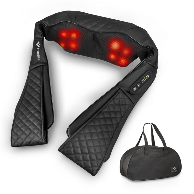 Bezprzewodowy Masażer Karku i Pleców Shiatsu TrueLife RelaxBack B6 Charge | Z Funkcją Grzania 42°C | 8 Głowic 3D | Akumulator do 2h (USB-C) | Do Ciała i Samochodu