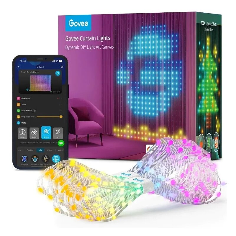 Kurtyna dekoracyjna GOVEE H70B1 520 LED 2 Sieciowe 2 m Transparentny