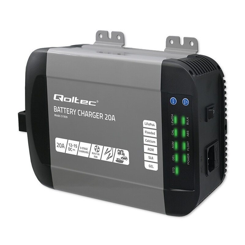 Qoltec Inteligenta Ładowarka Monolith LiFePO4 AGMGEL 20A 12V