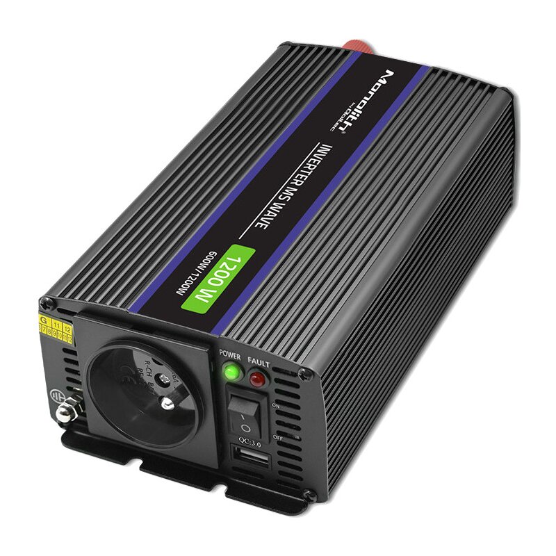 Qoltec Przetwornica napięcia Monolith 1200 MS Wave | 12V na 230V | 600/1200W | USB