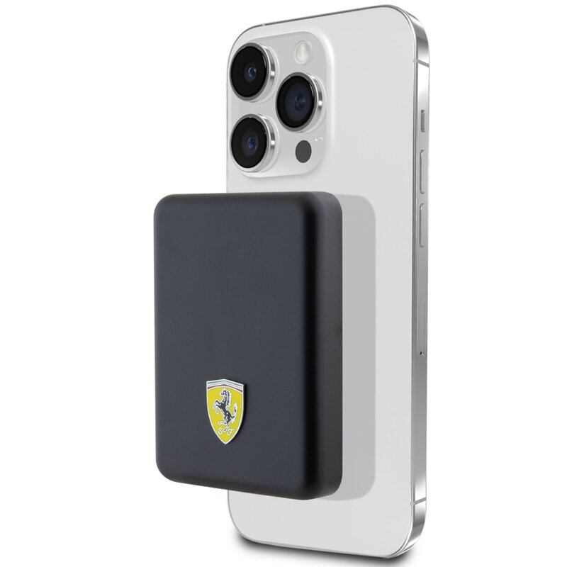 Powerbank indukcyjny FERRARI Metal Logo MagSafe 5000 mAh 15W Czarny