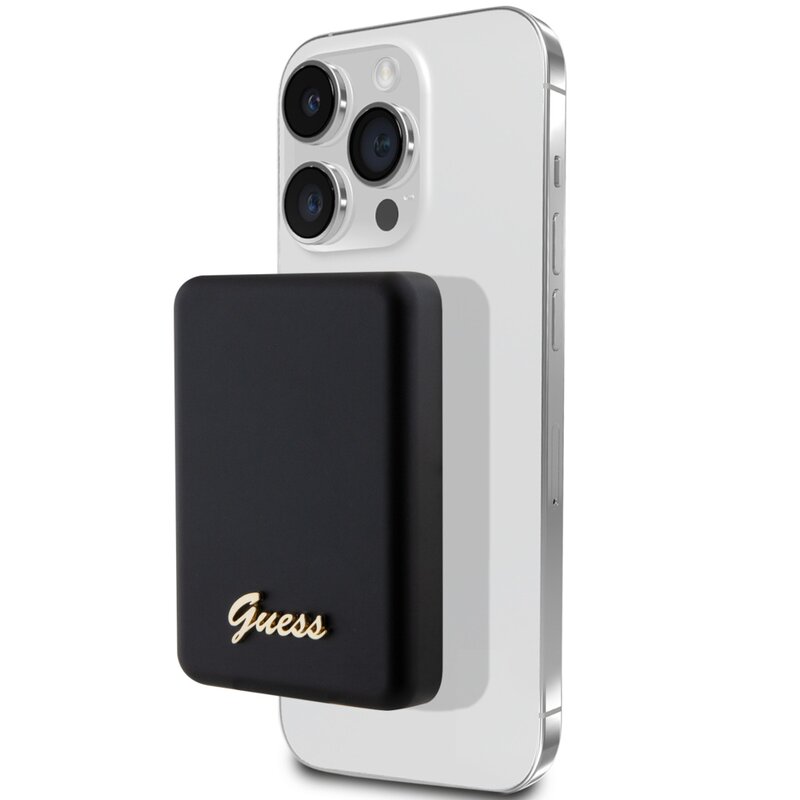 Powerbank indukcyjny GUESS 4G Strassed Metal Logo MagSafe 5000 mAh 15W Czarny