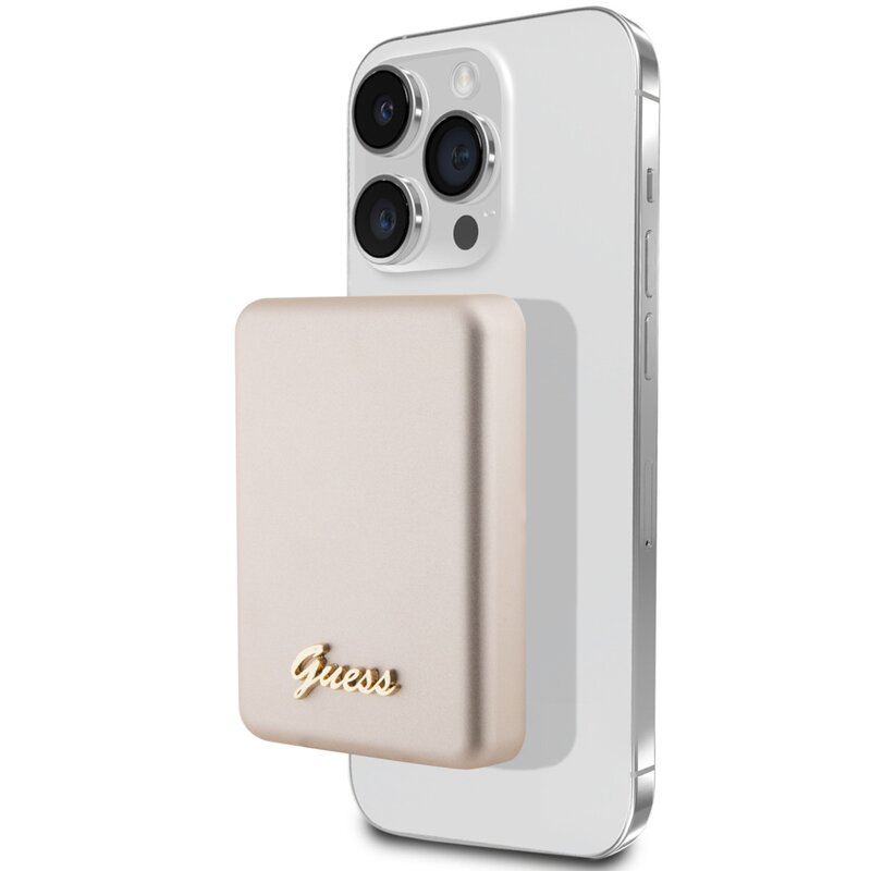 Powerbank indukcyjny GUESS Metal Script Logo MagSafe 3000 mAh 5W Złoty