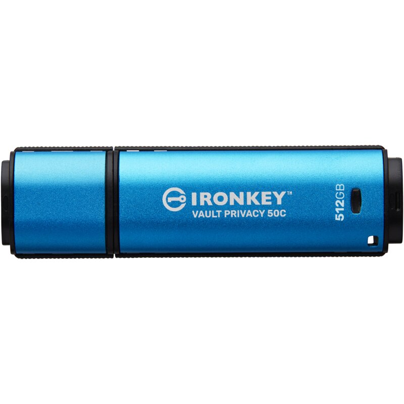 Pendrive KINGSTON IronKey Vault Privacy 50C 512GB, USB-C, Odczyt 310 Mb/s, Zapis 250 Mb/s Niebieski