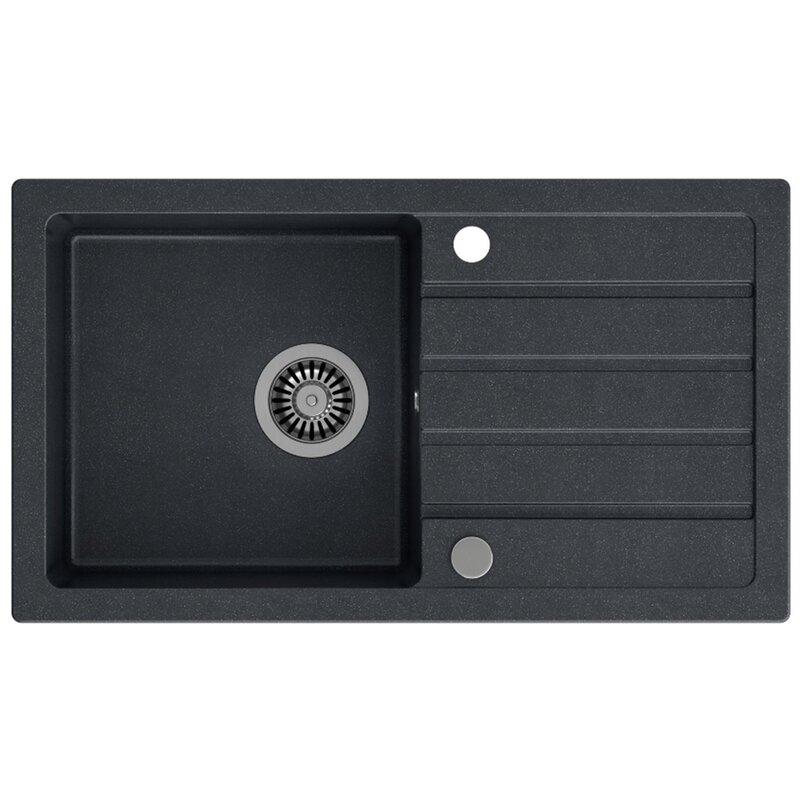 Zlewozmywak jednokomorowy z ociekaczem MYQ Seul 11 SEU11G1BS Czarny 44x77