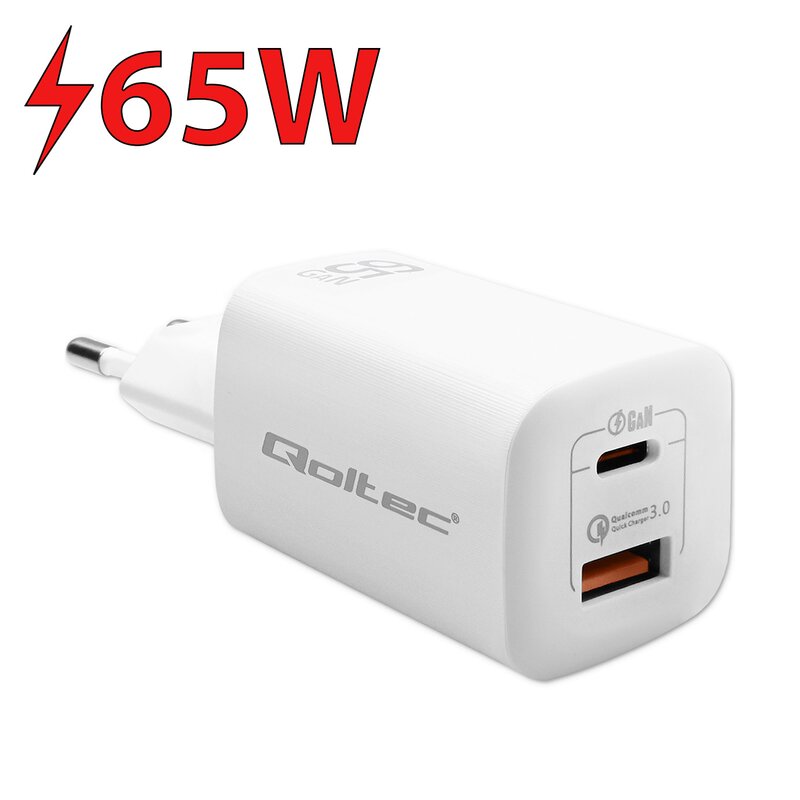 Ładowarka sieciowa QOLTEC Gan Ultra 65W Biały