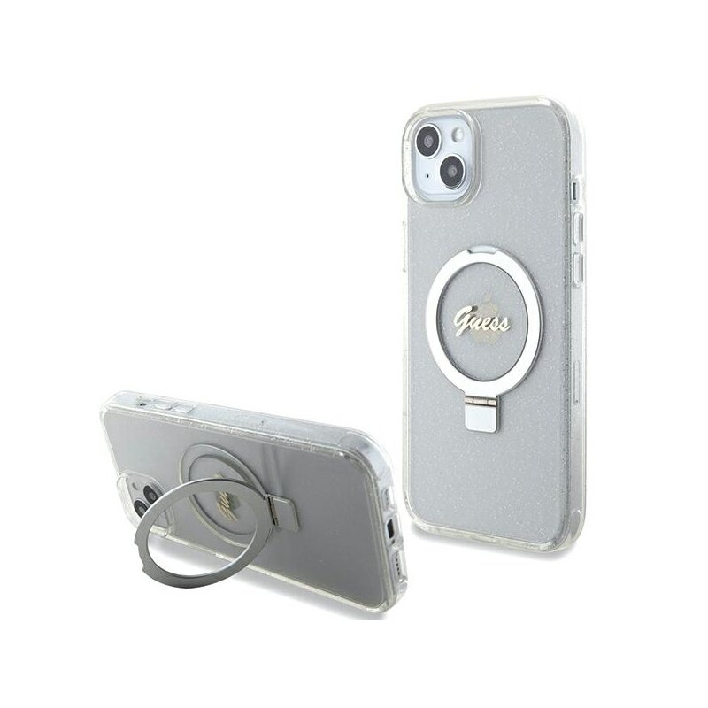 Etui GUESS Ring Stand MagSafe do Apple iPhone 14 Plus/15 Plus Przezroczysty