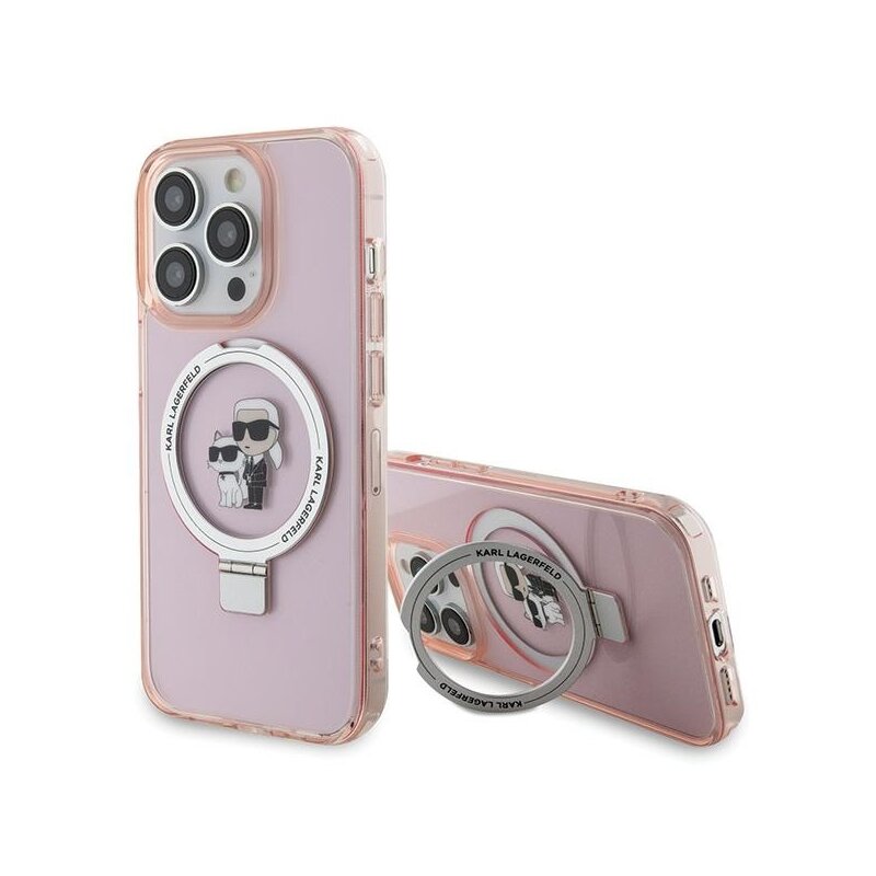 Etui KARL LAGERFELD Ring Stand do Apple iPhone 15 Pro Różowy