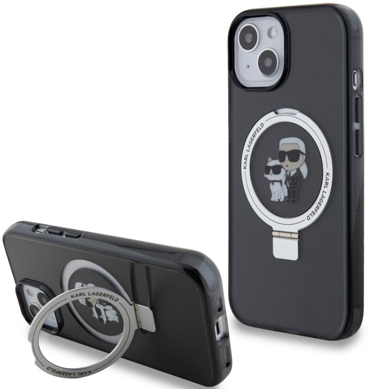 Etui KARL LAGERFELD Ring Stand Karl&Choupette MagSafe do Apple iPhone 13/14/15 Czarny