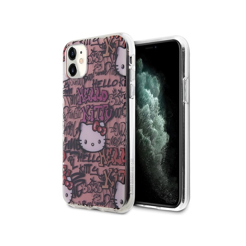 Etui HELLO KITTY IML Tags Graffiti do Apple iPhone 11/Xr Różowy