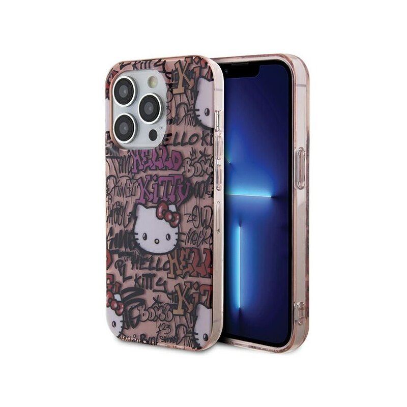 Etui HELLO KITTY IML Tags Graffiti do Apple iPhone 14 Pro Max Różowy