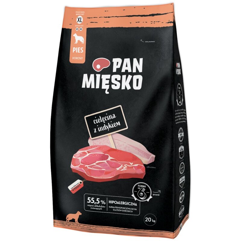 Karma dla psa PAN MIĘSKO Cielęcina z Indykiem XL 20 kg